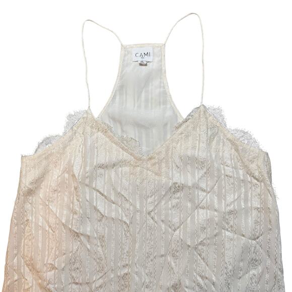 Cami NYC Racer Prairie Striped Ivory Cream Silk Lace Camisole Tank Top Medium - Picture 1 of 9